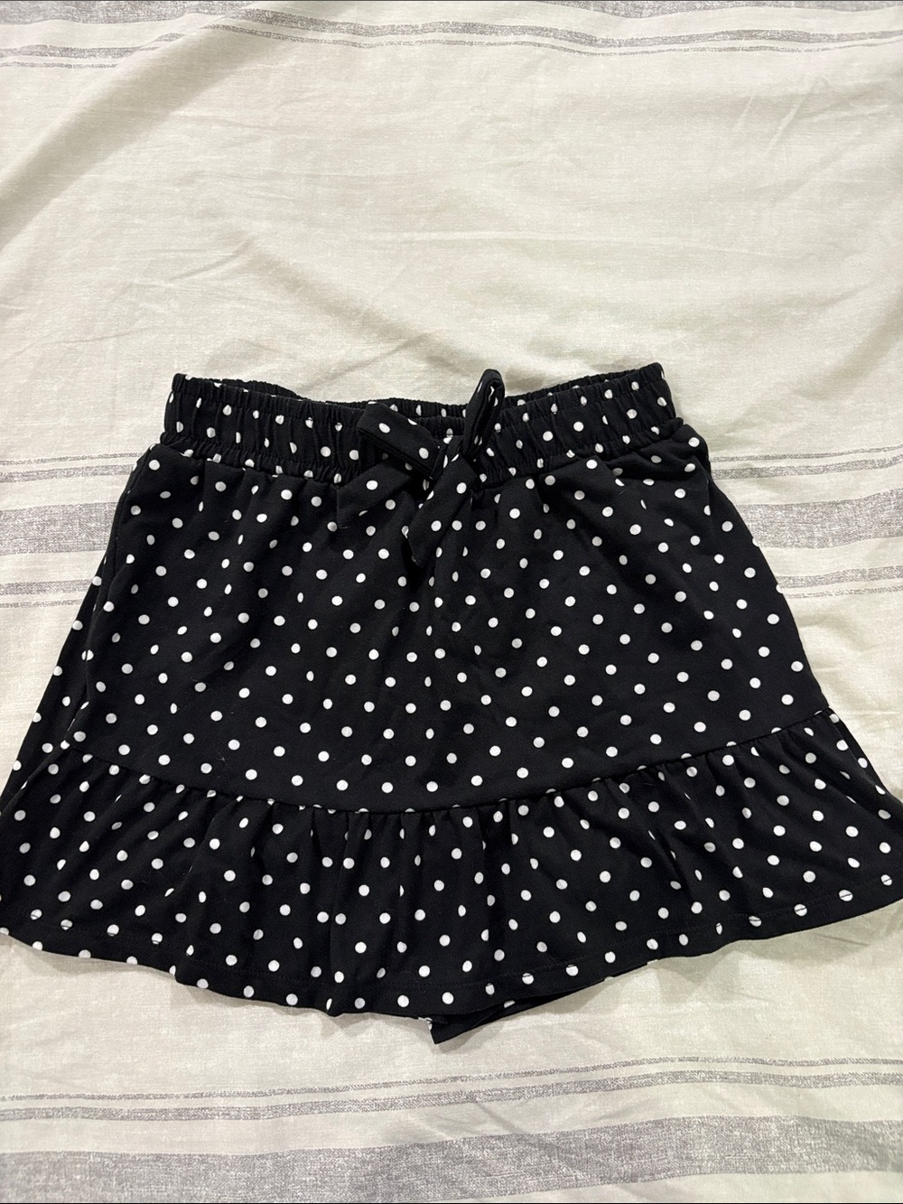 Girls' Black Polka Dot Ruffle Skirt with Elastic Waist